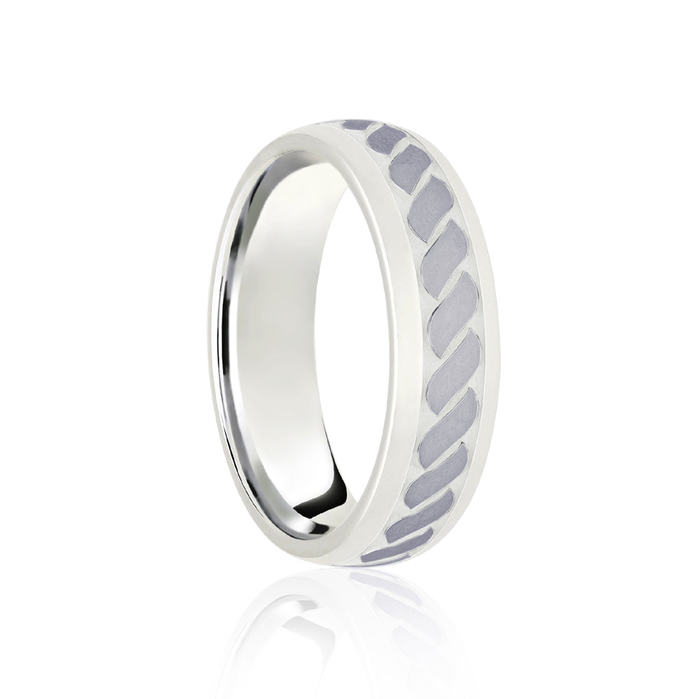 JWR190-9-7 | 9ct White Court 7mm Celtic Laser Engraved Wedding Band