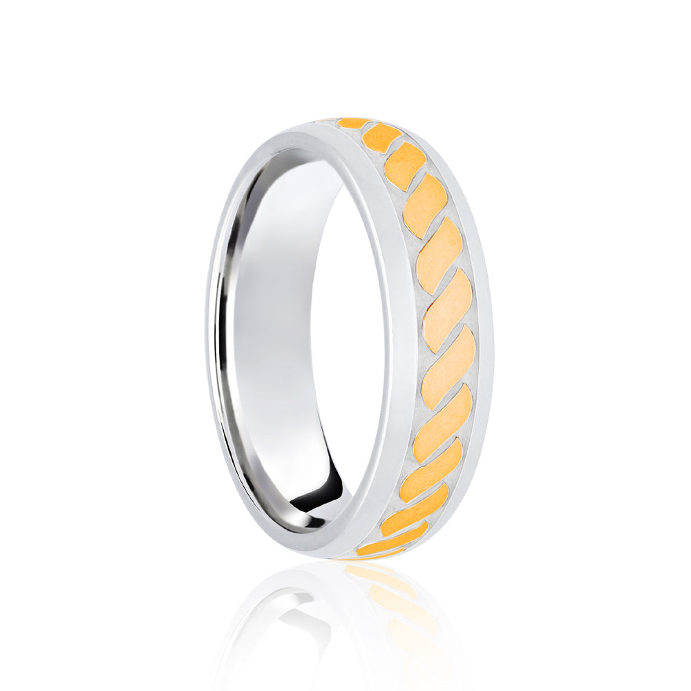 JWR192-18-8 | 18ct White & Yellow Court 8mm Celtic Laser Engraved Wedding Band