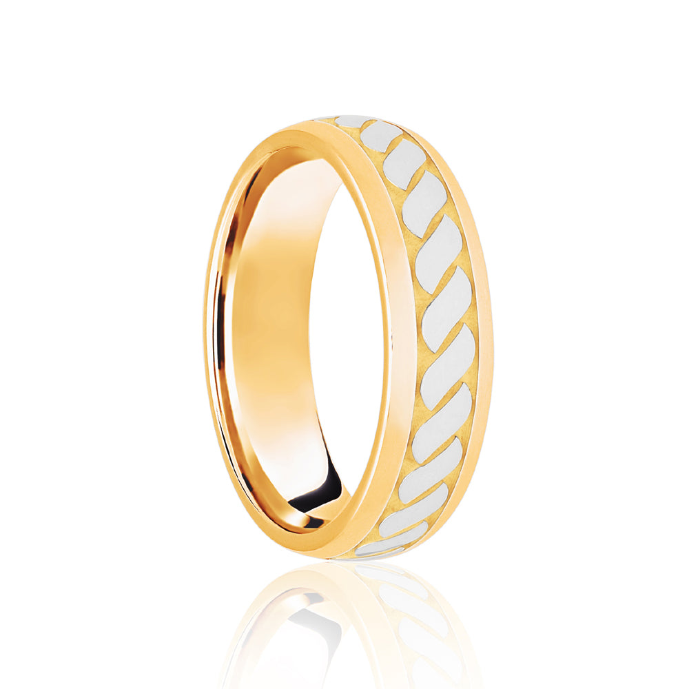 JWR193-18-5 | 18ct Yellow & White Court 5mm Celtic Laser Engraved Wedding Band