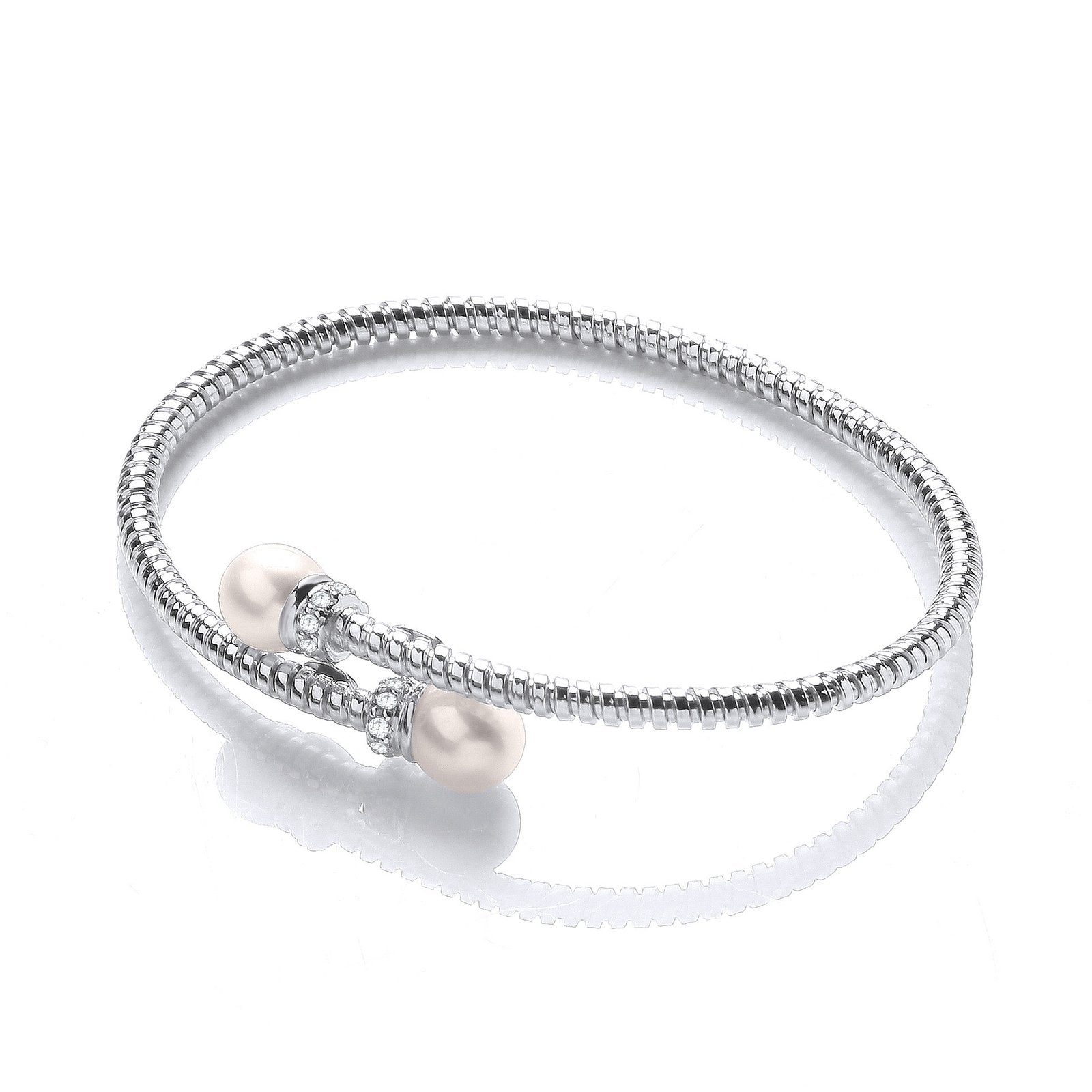 Cross Over Wire Bangle in Silver Rh Plating or YG Plating