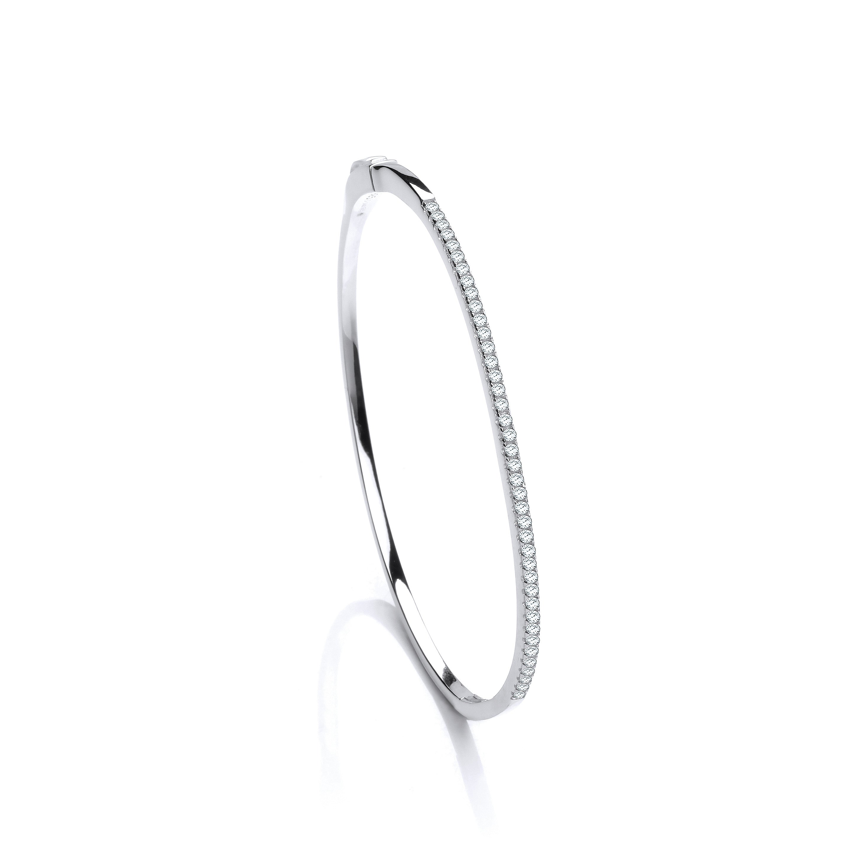Silver Cubic Zirconia J-Jaz Bangle - Silver