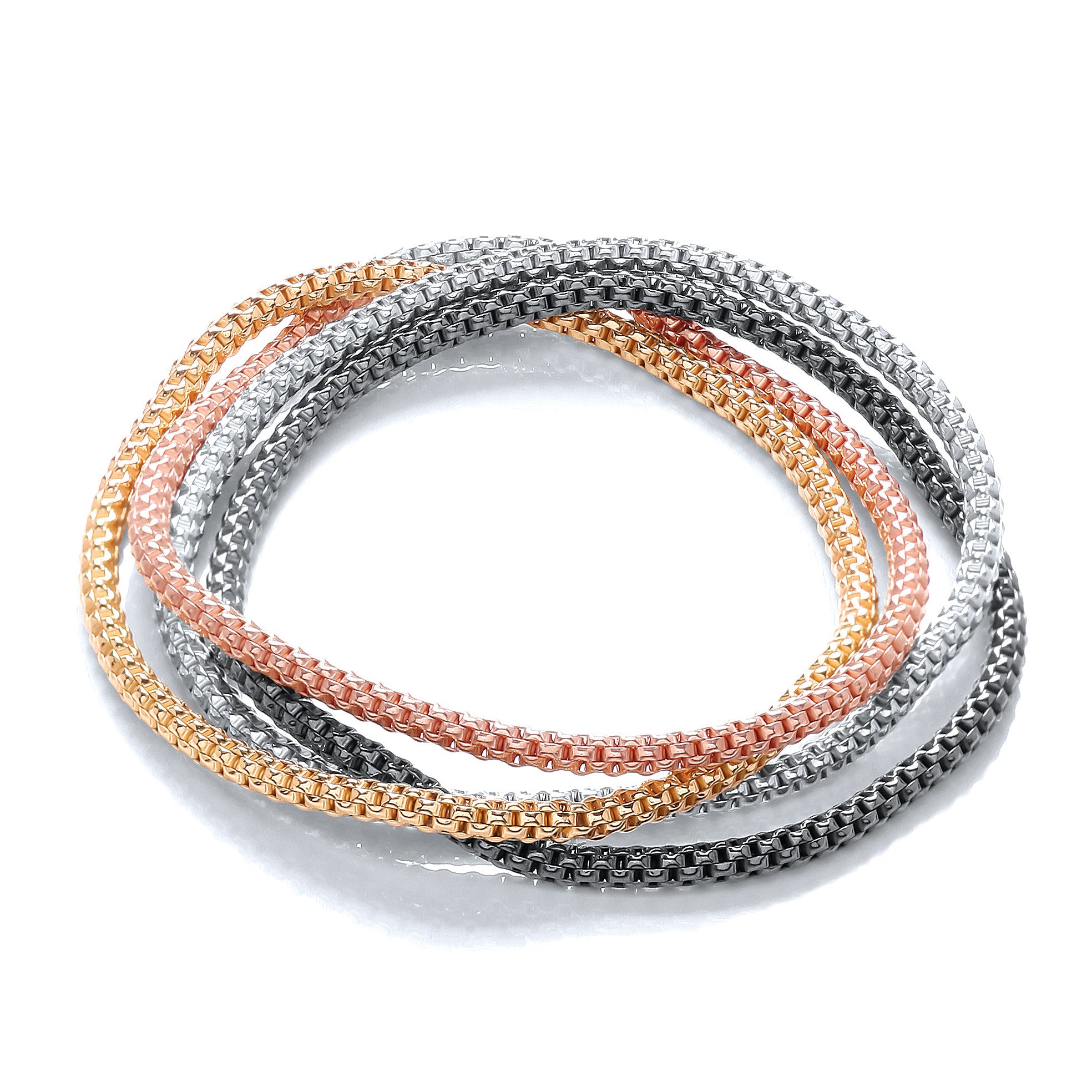 4 Strand Multi Colours Fancy Bracelet - Silver