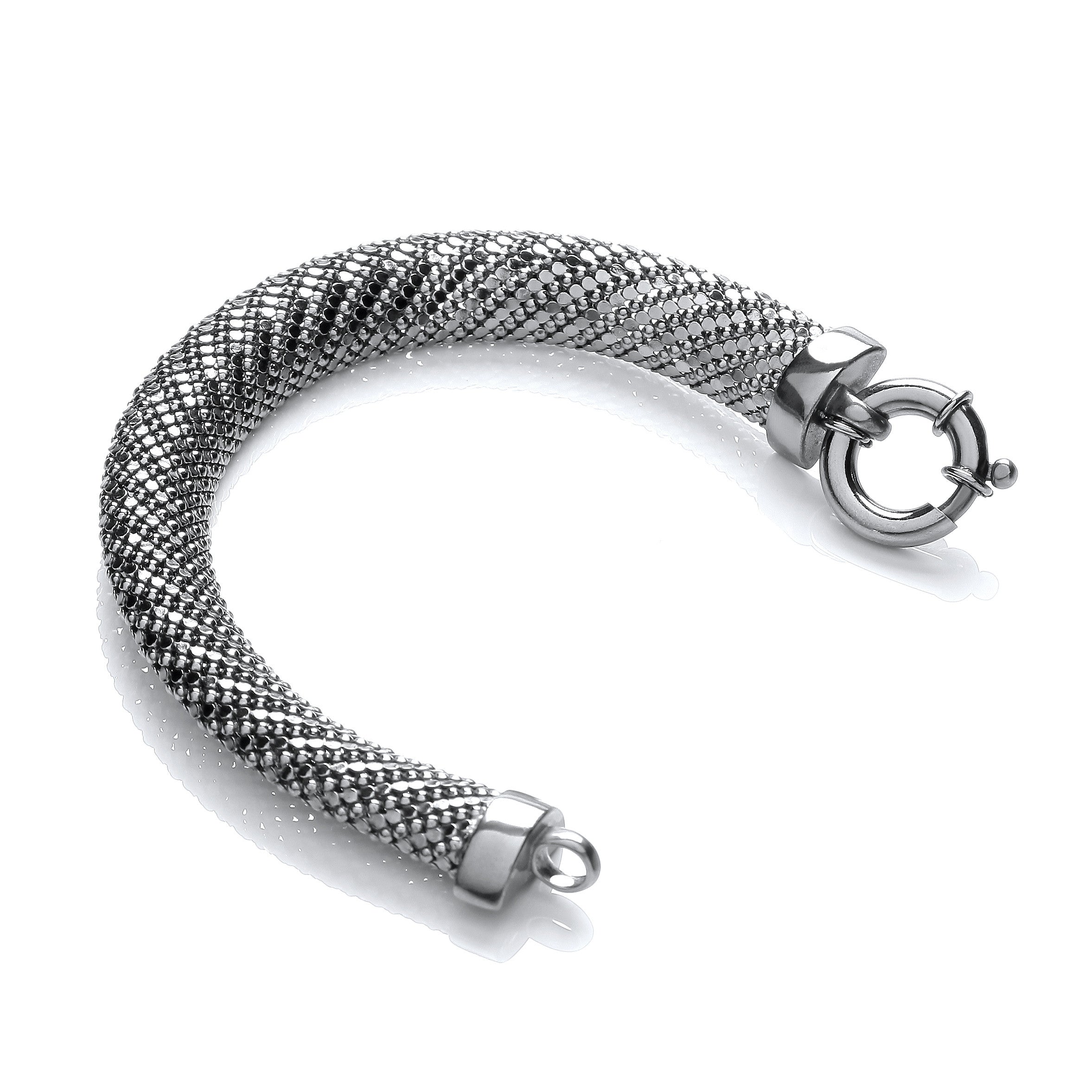 Ruthenium Plated Mesh Bracelet - Silver