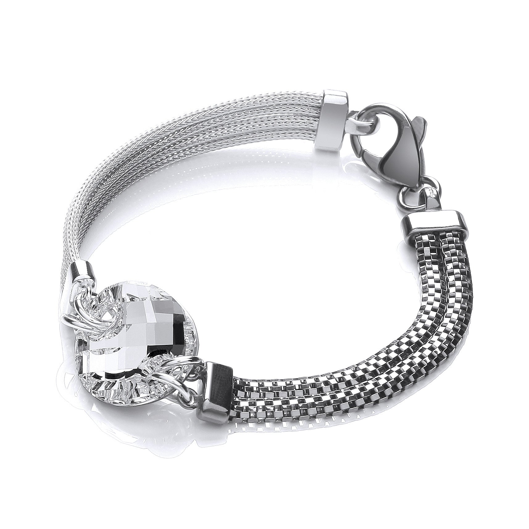 Ruthenium & Silver Mesh Bracelet - Silver