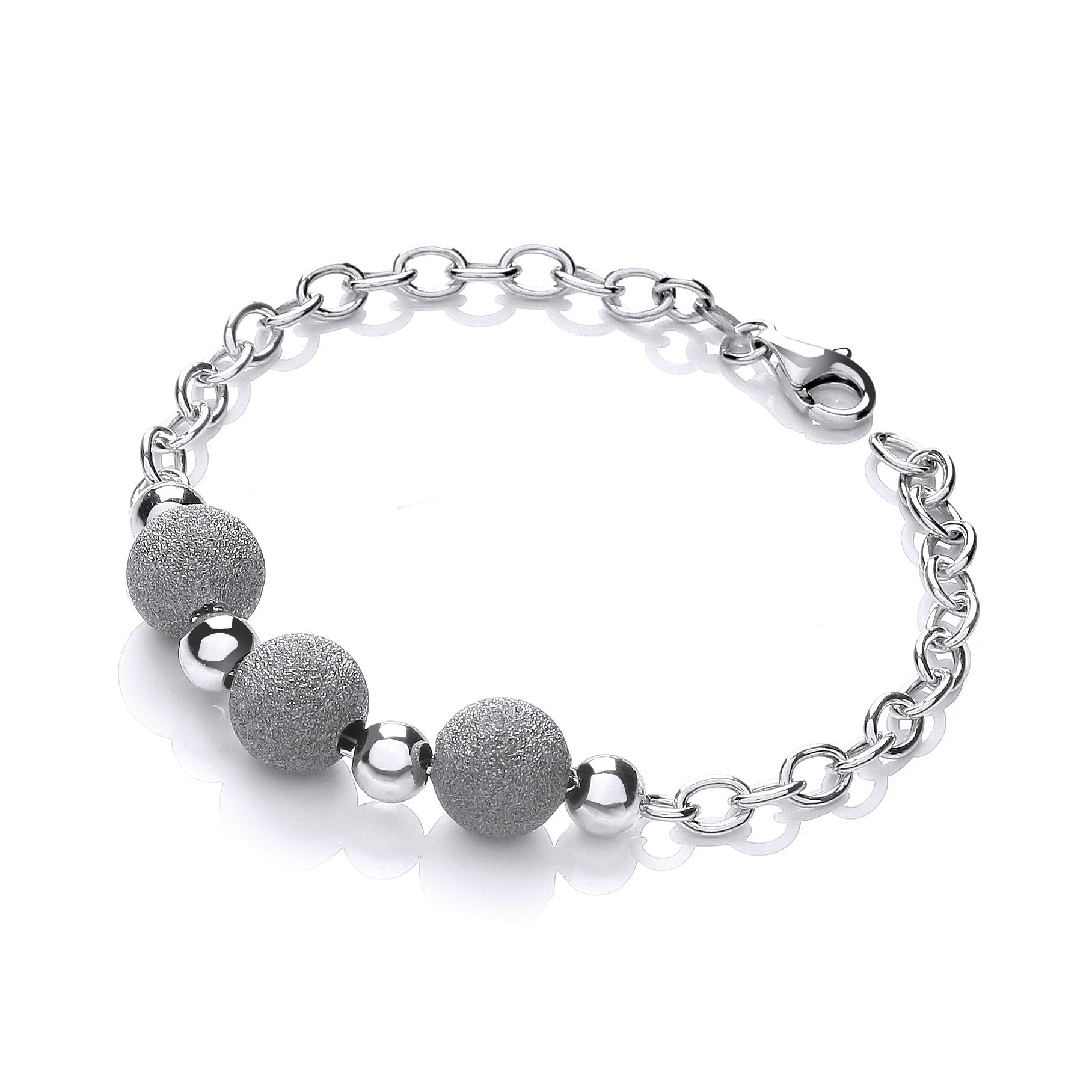 Silver with Three Moondust Beads Bracelet - Silver