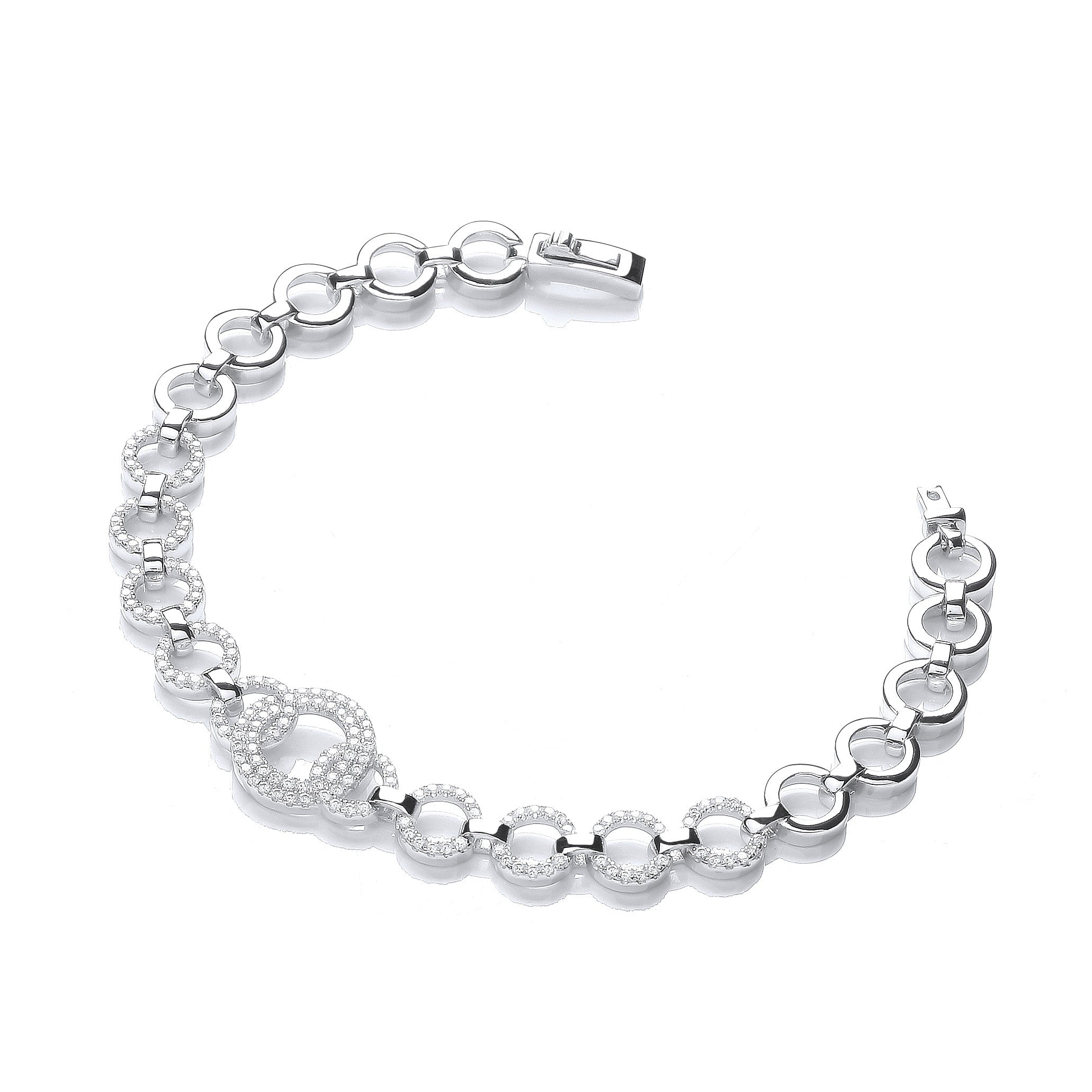 Micro Pave' 164 White Cubic Zirconia's Bracelet 7.5"/19cm - Silver