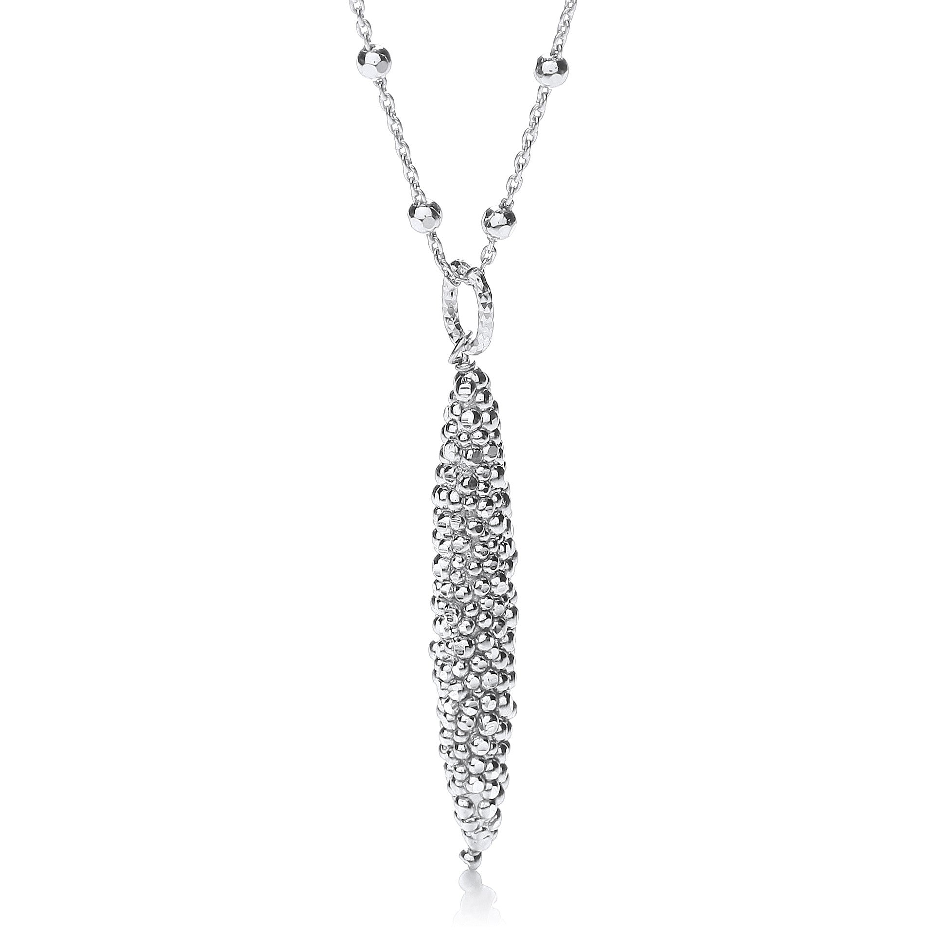 Corn Shape Grain Finish Necklace 17"/43cm - Silver