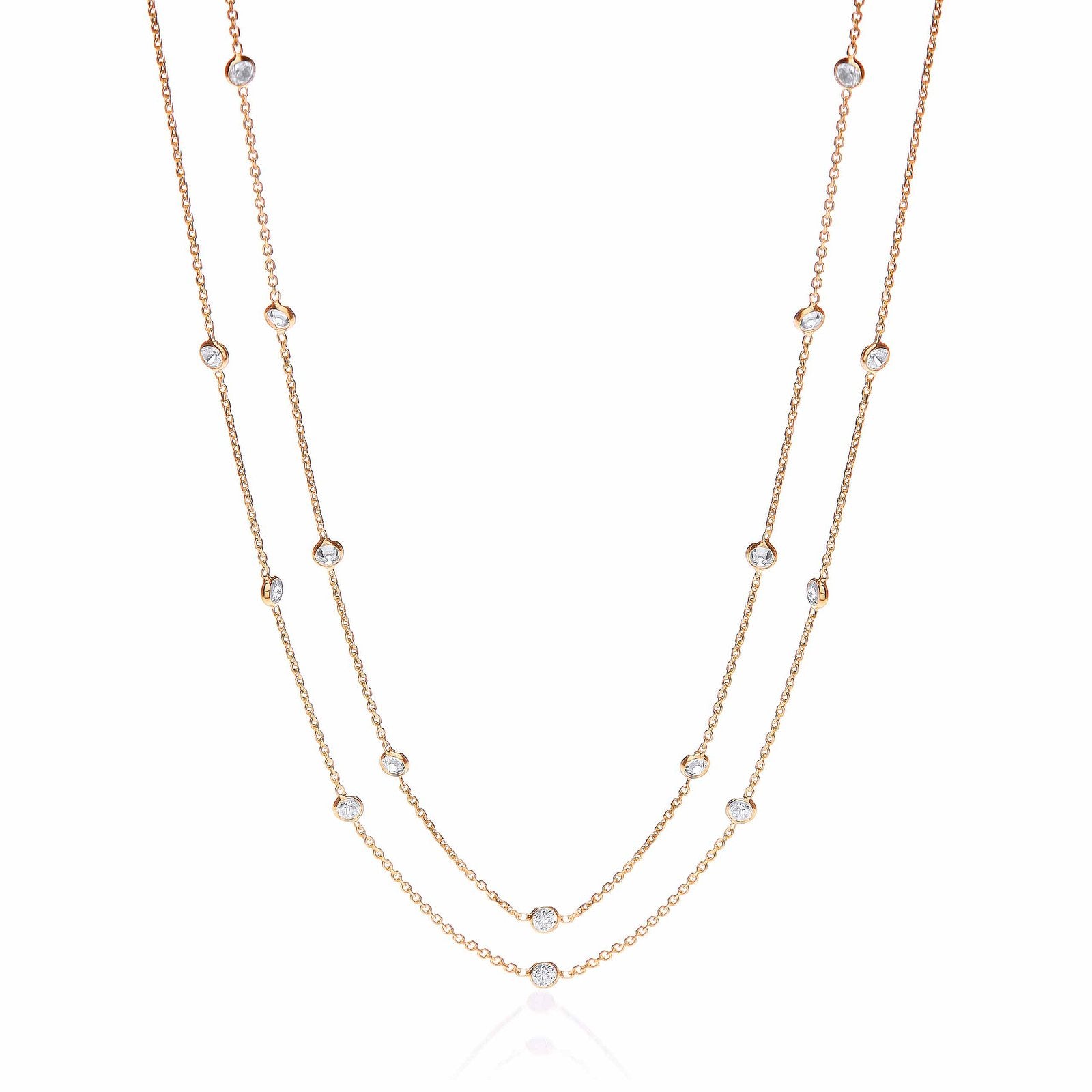 Gold Coated Rubover 23 Cz's Necklace 38"