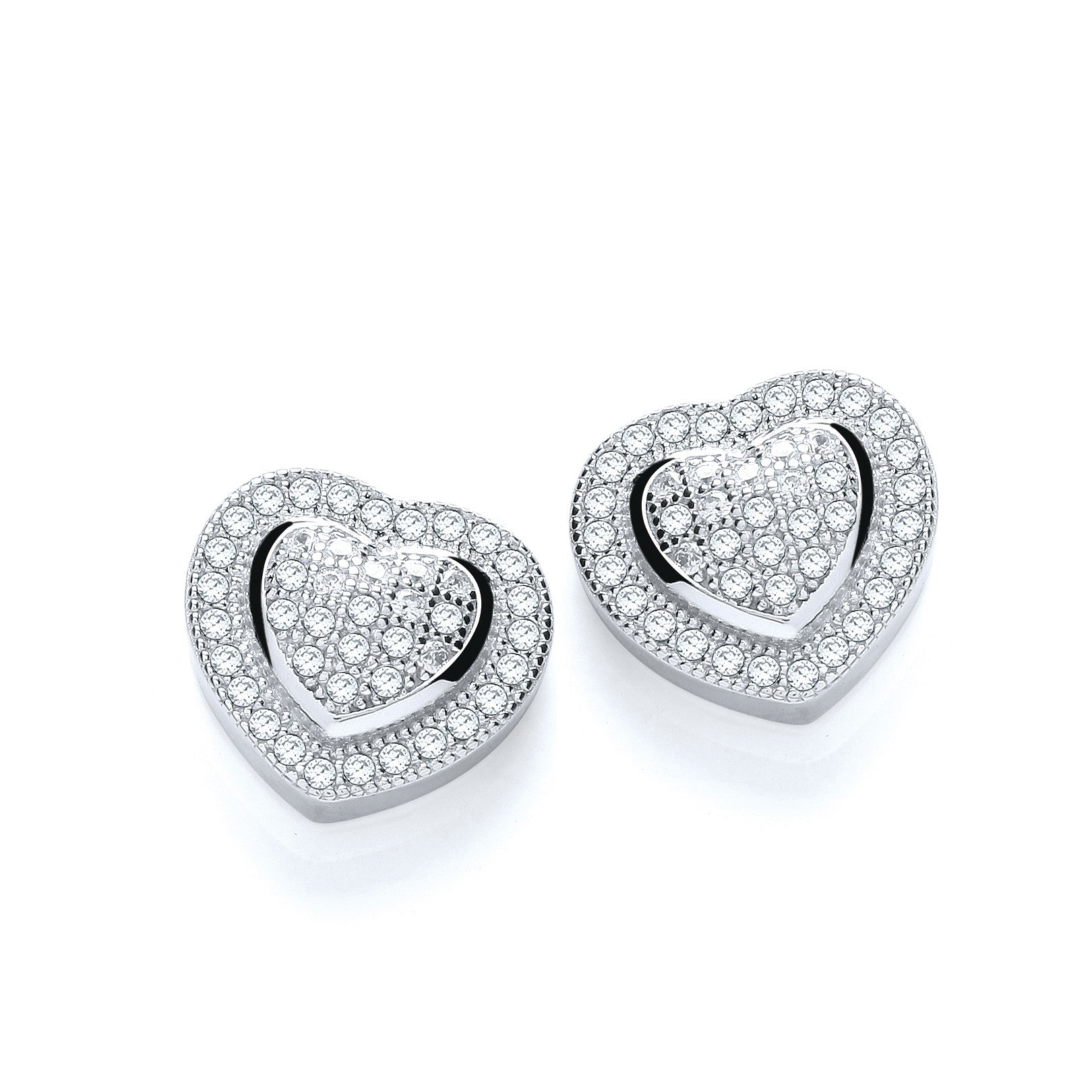 Micro Pave' Heart Stud - Silver