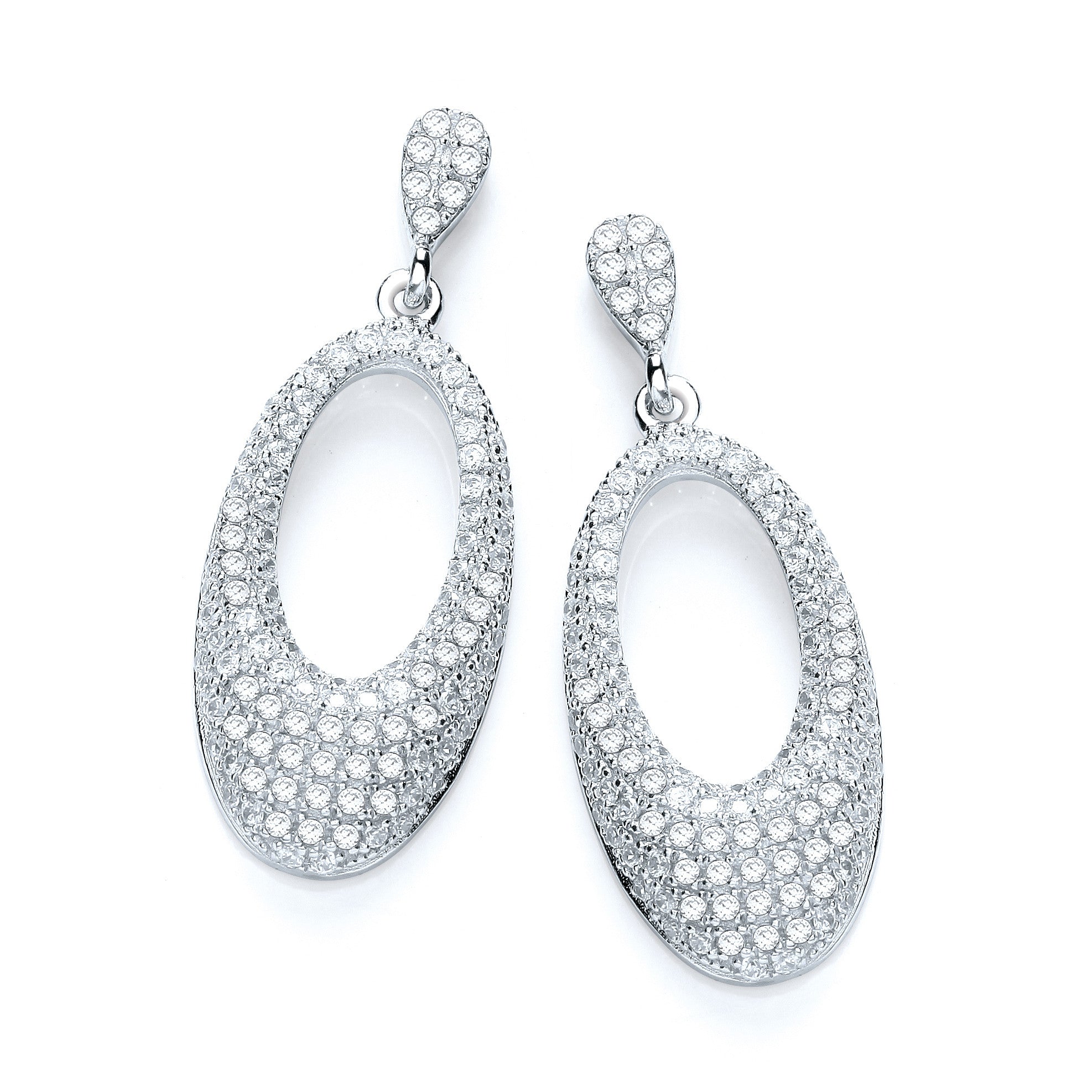 Micro Pave' Fancy Drop Earring - Silver