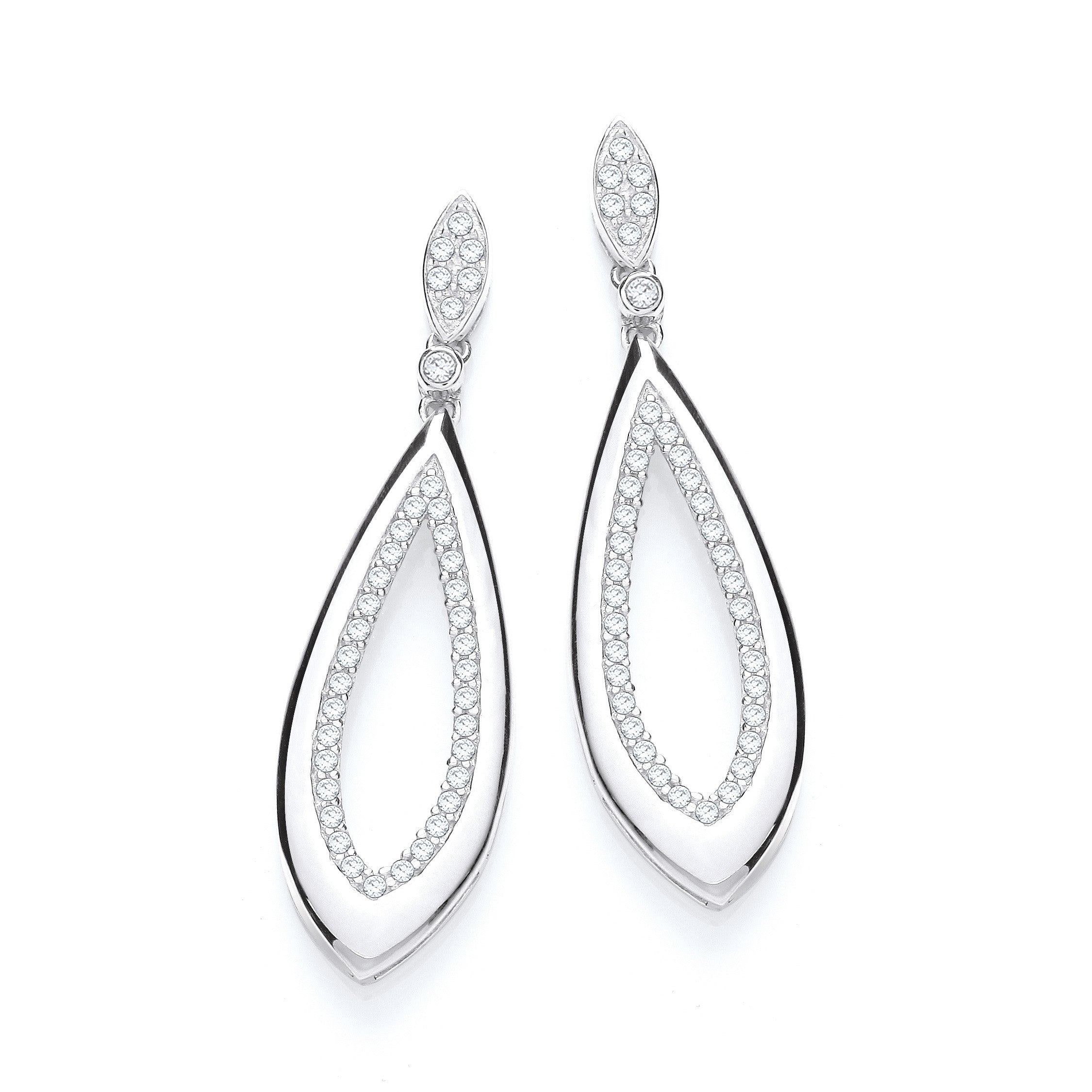 Fancy Pear Cubic Zirconia Drop - Silver