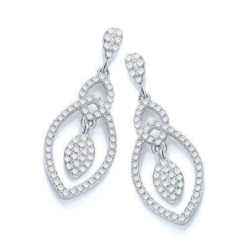 Micro Pave' Teardrop Fancy Earrings - Silver