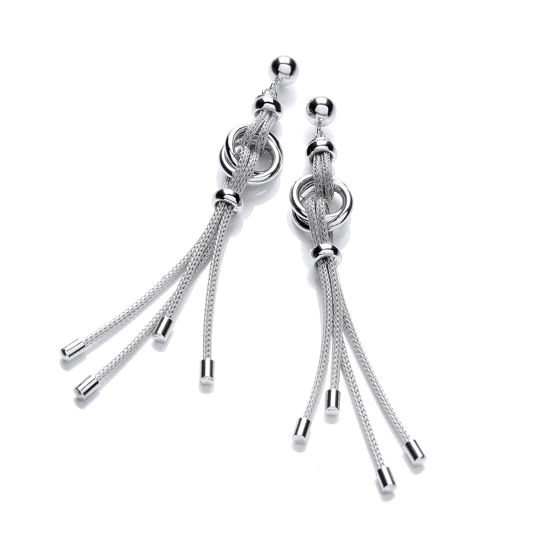 Silver Fancy Drop Earrings - Silver