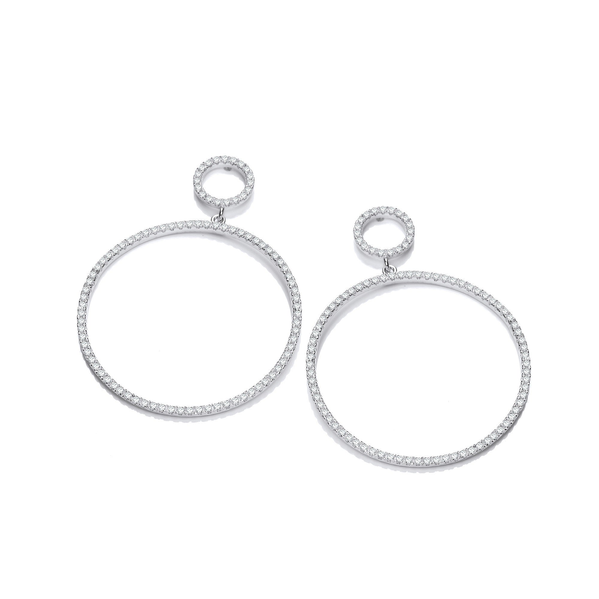 Circle of Life 34.5mm Cubic Zirconias Drop Earrings - Silver