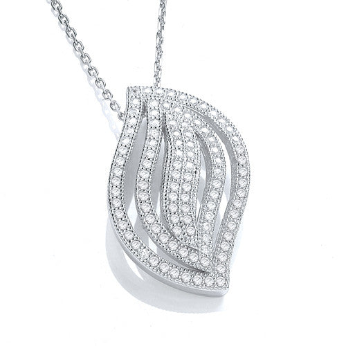 Micro Pave' Fancy Pendant Cubic Zirconia with 18" Chain - Silver