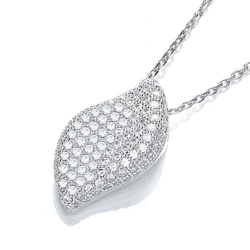 Micro Pave' Fancy Pendant Cubic Zirconia with 18" Chain - Silver