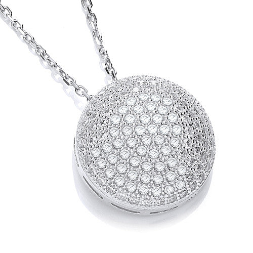 Micro Pave' Fancy Pendant Cubic Zirconia with 18" Chain - Silver