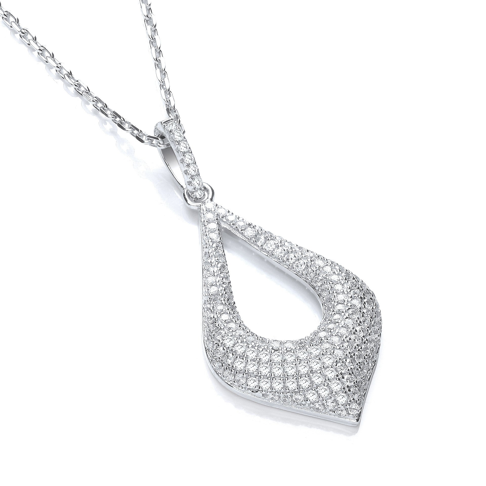 Micro Pave' Fancy Pendant with 18" Chain - Silver