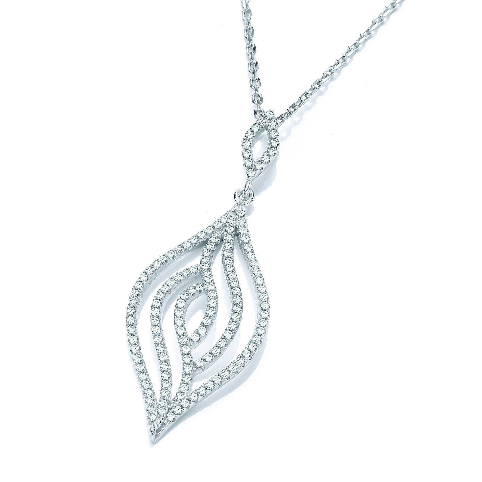 Micro Pave' Leaf Cz Pendant with 18" Chain