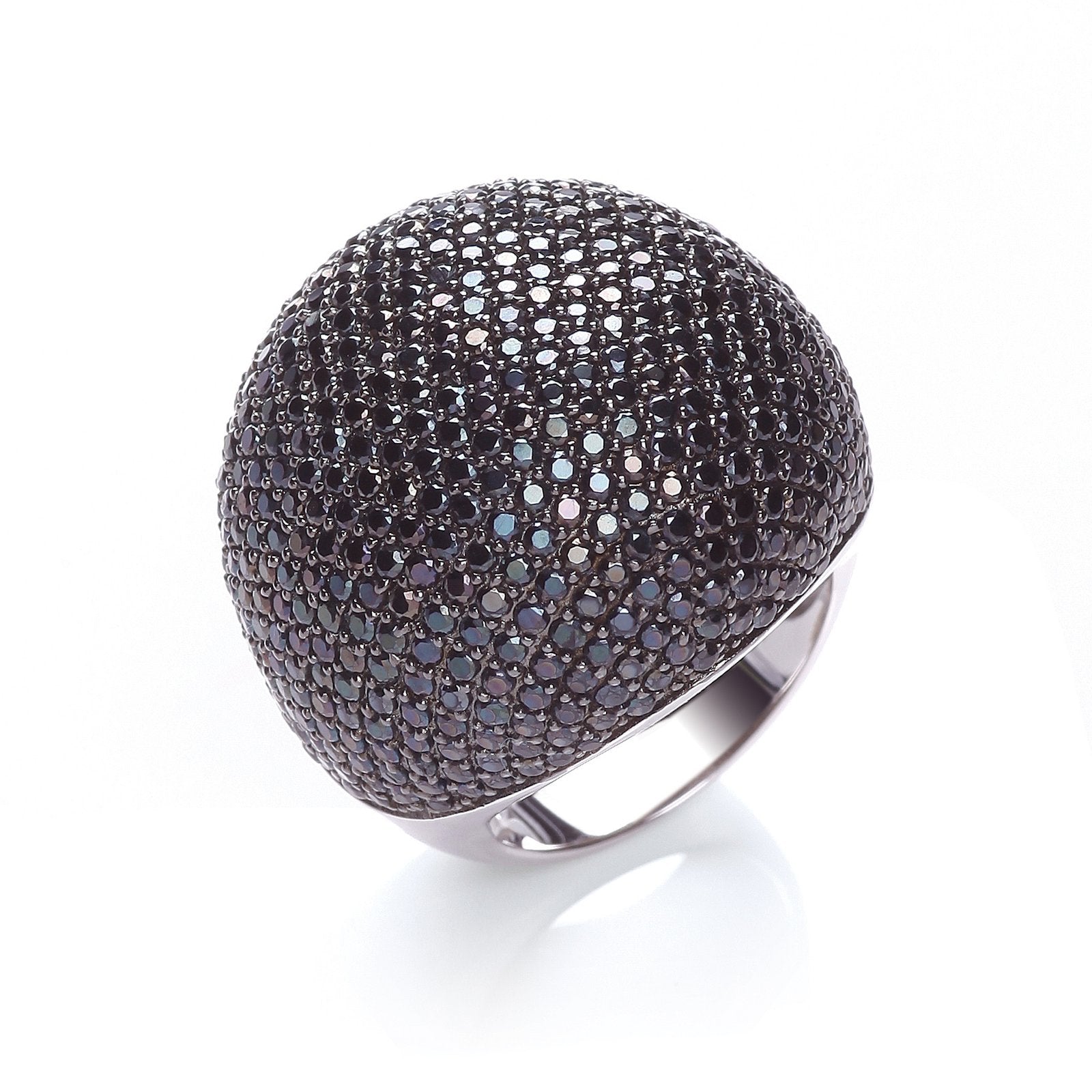 Micro Pave' Big Cocktail Ring 503 Black Cz
