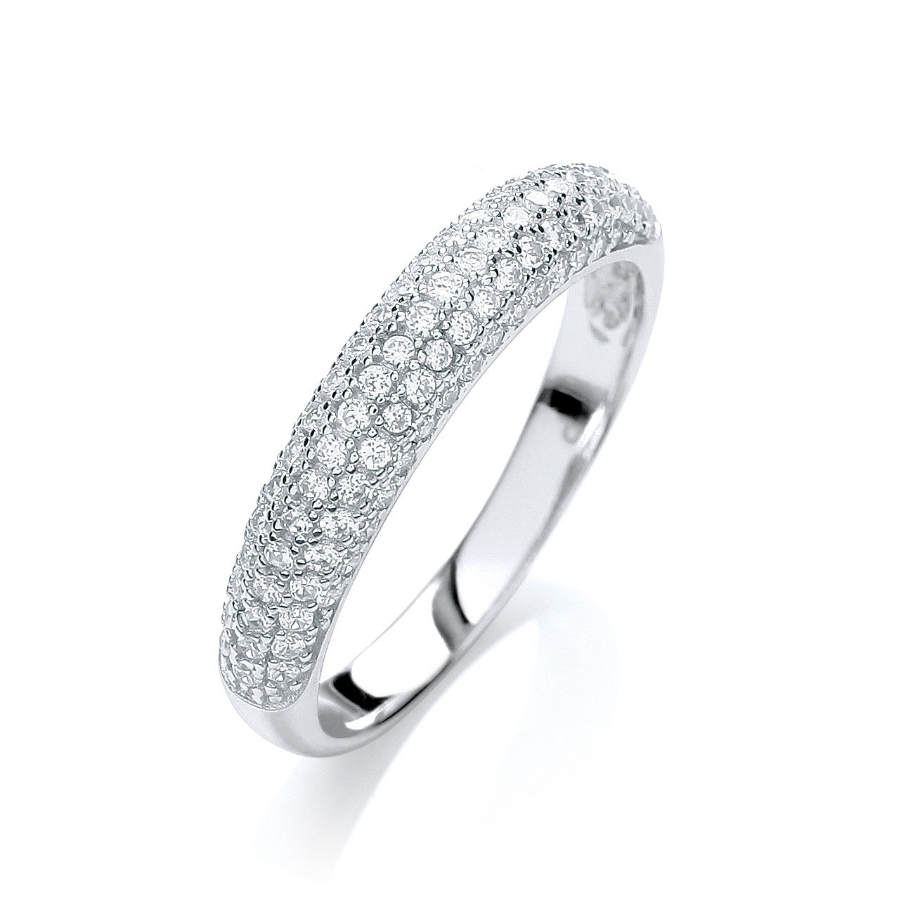 Micro Pave' Dome Ring White Cubic Zirconia - Silver