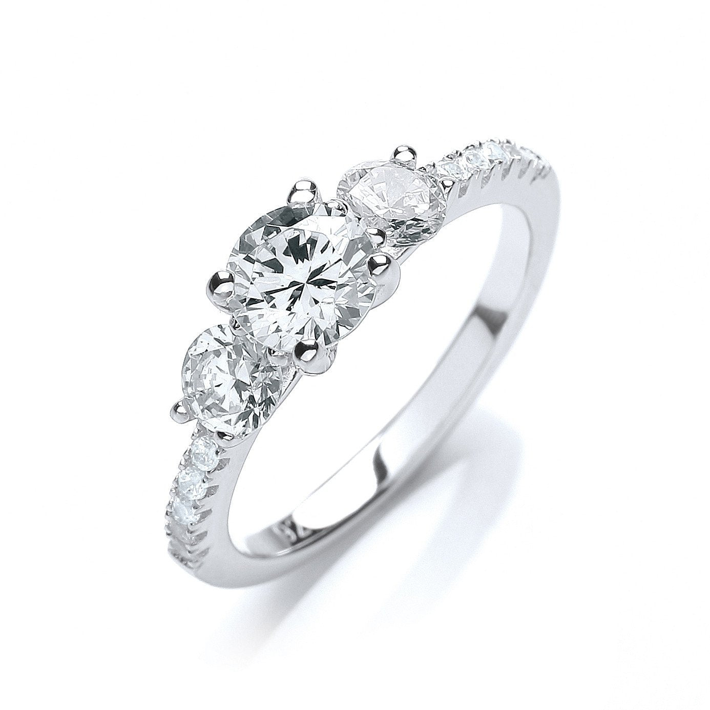 Micro Pave' Trilogy Ring & Cz on Shoulder