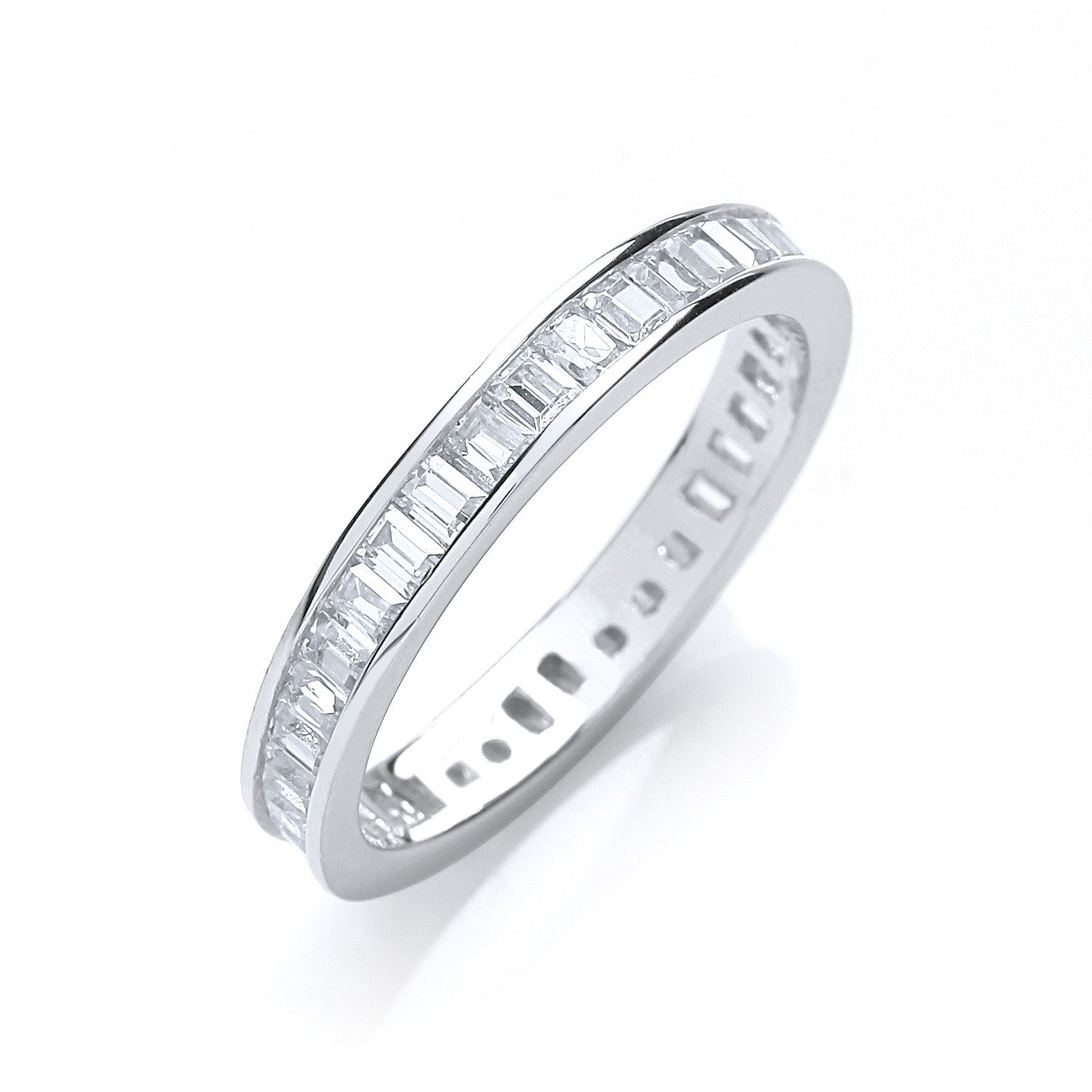 Full ET Baguettes Channel Set Cubic Zirconia Ring - Silver