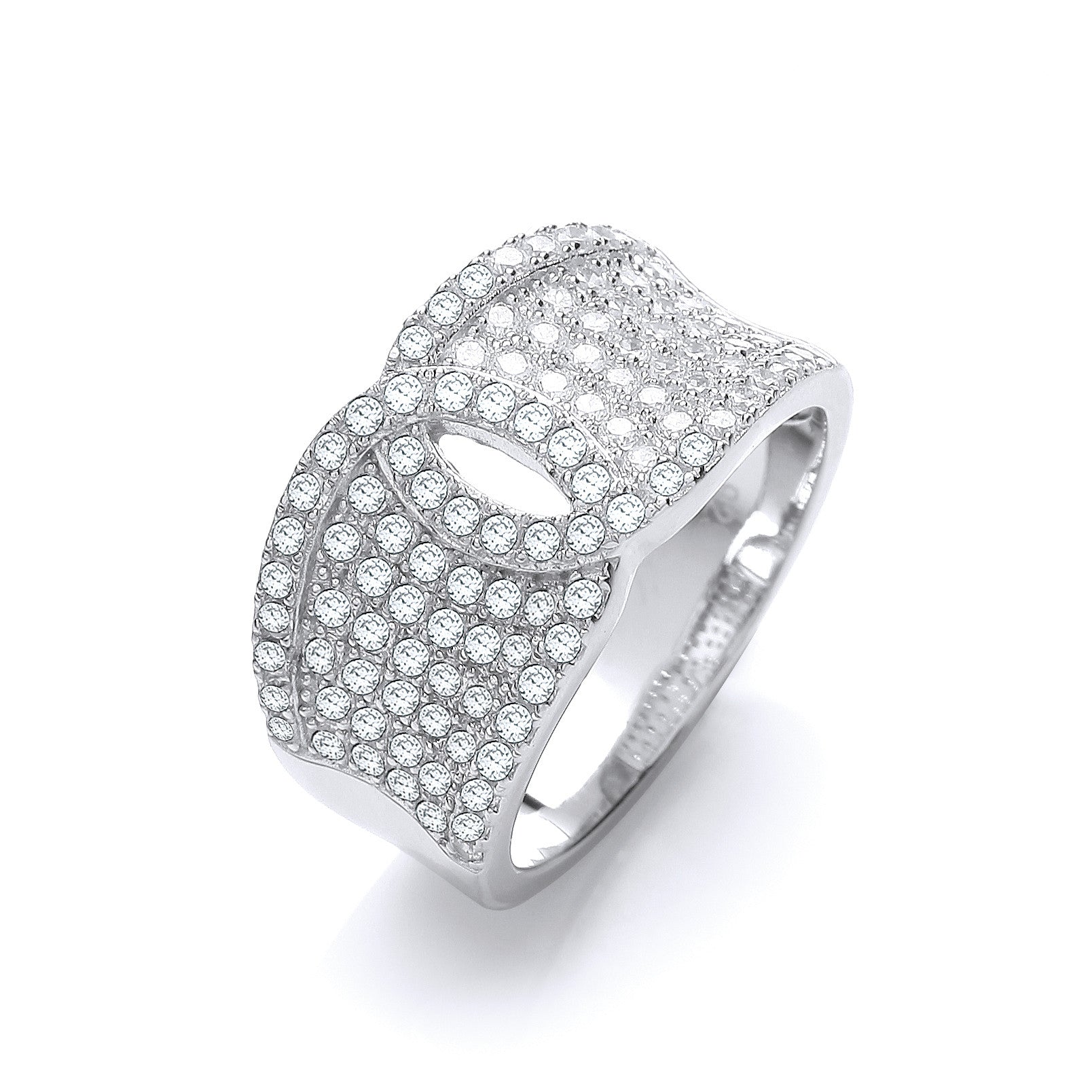 Micro Pave' White Cubic Zirconia Ring - Silver