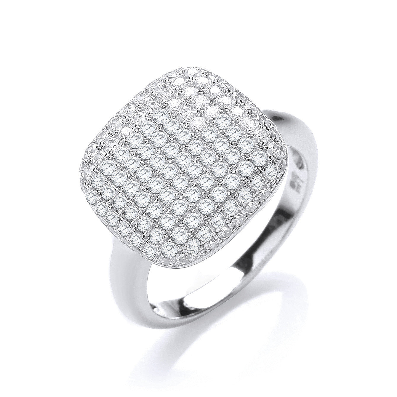 Micro Pave' Square Cubic Zirconia Ring - Silver