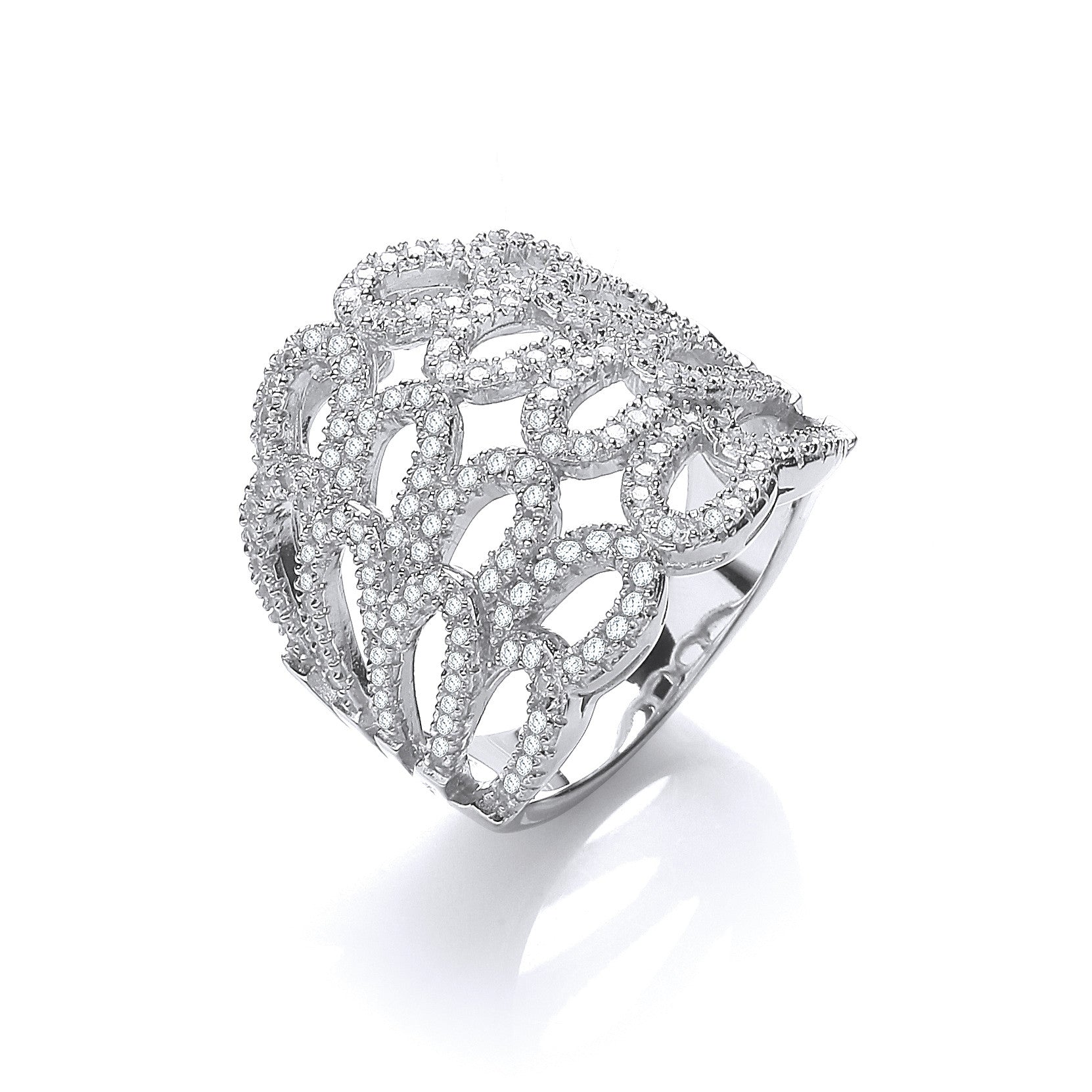 Micro Pave' Cubic Zirconia Fancy Ring - Silver