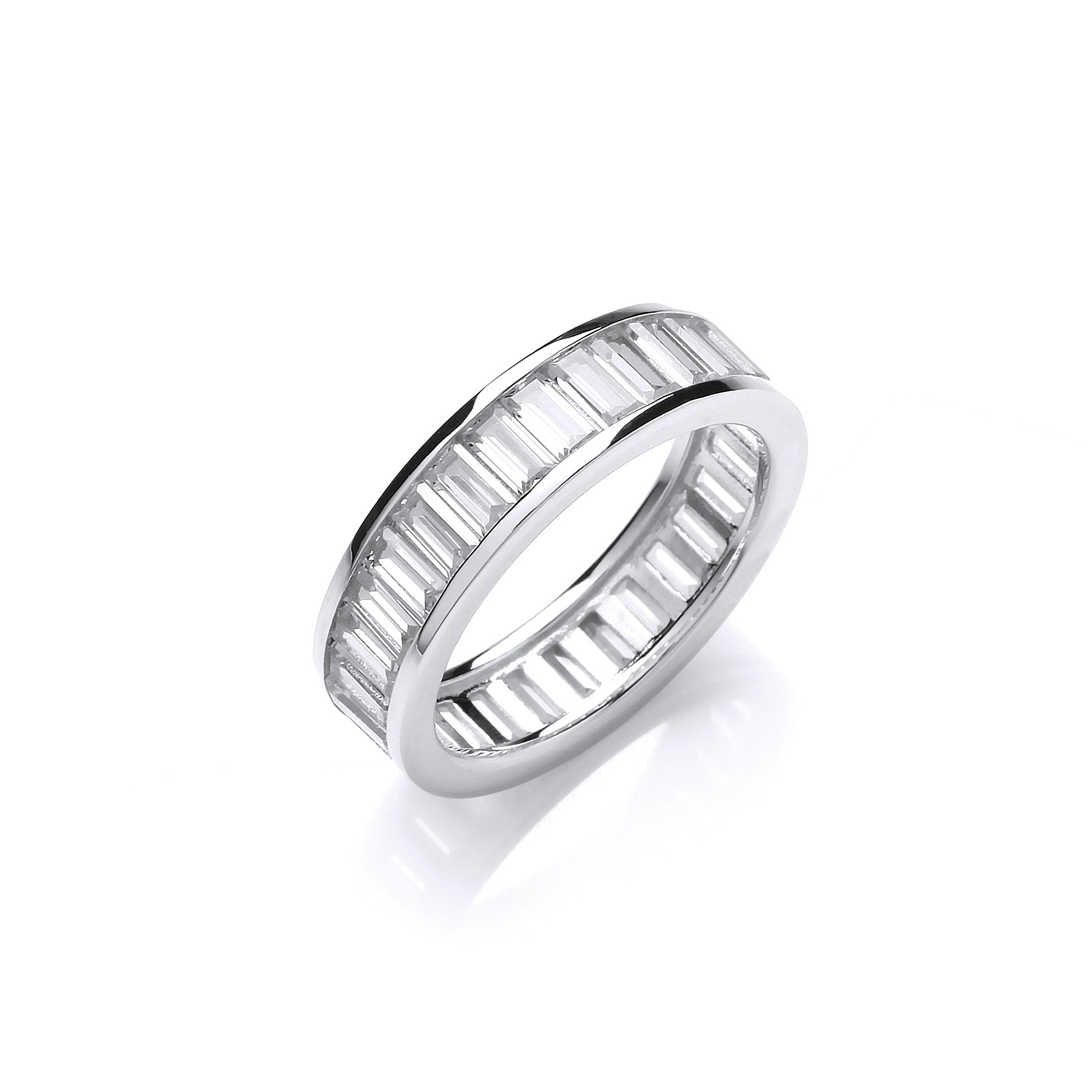 Full ET Baguette Channel Set Cubic Zirconia Ring - Silver