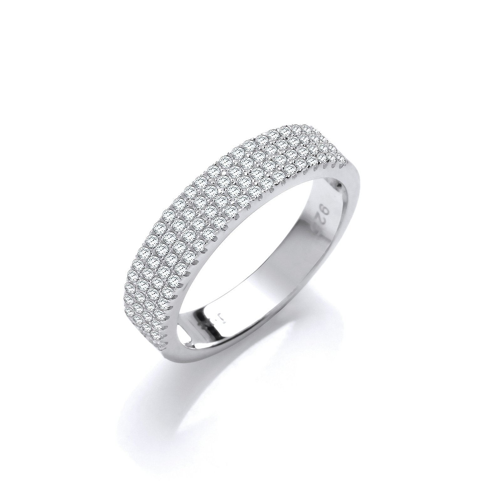Micro Pave' Half ET Cz Silver Ring