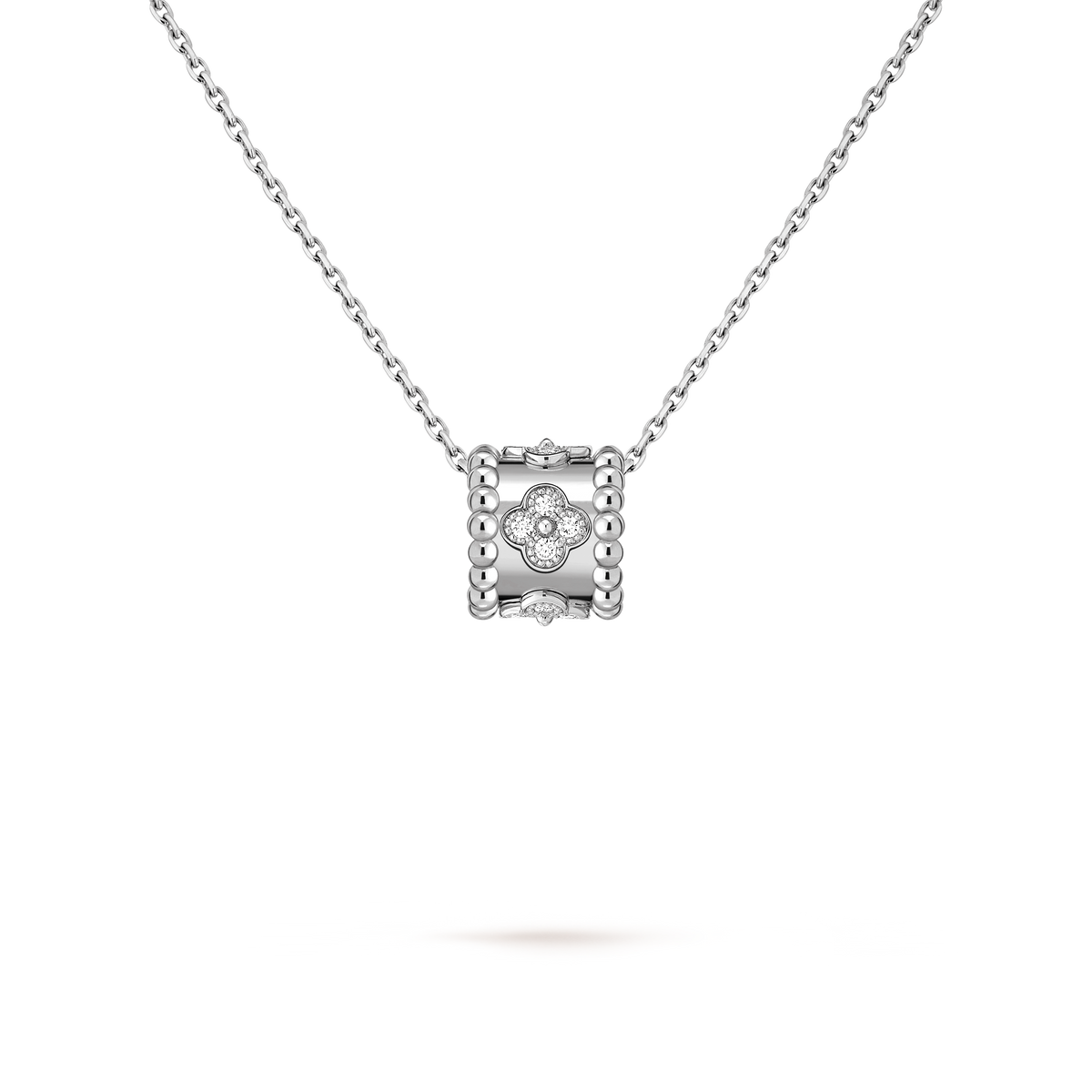 Van Cleef & Arpels Perlée Clovers Diamond Pendant 18K White Gold