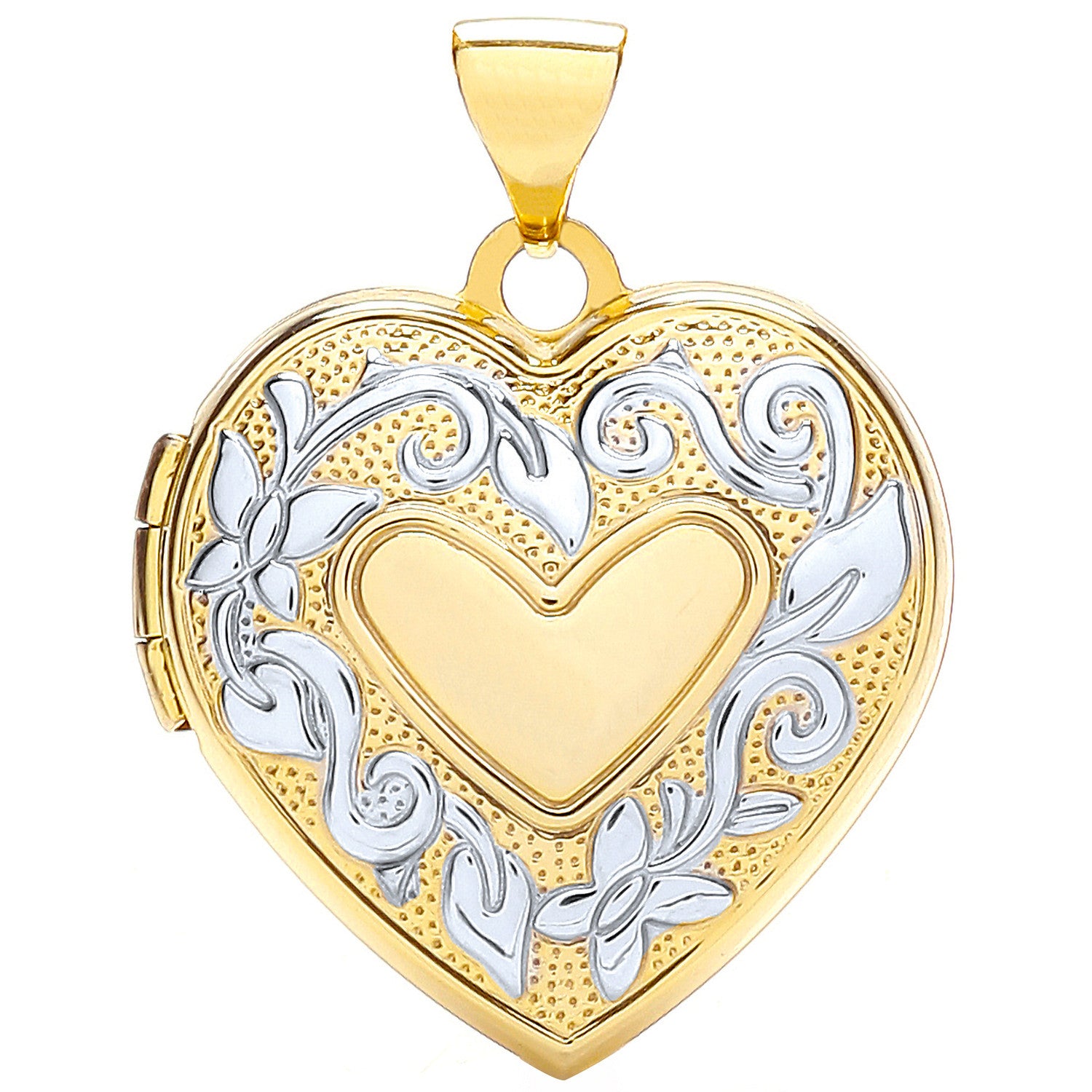 Yellow/White Heart Shaped Family Locket - 9ct Gold