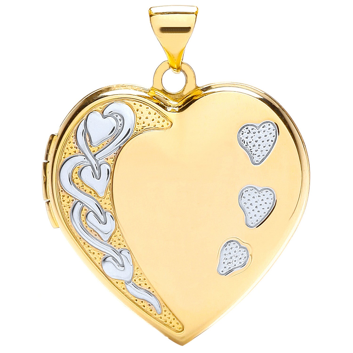 Yellow/White Heart Shaped Family Locket - 9ct Gold