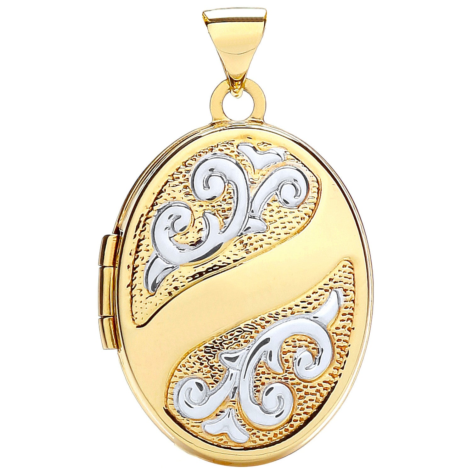 White/Yellow Oval Shaped Locket - 9ct Gold