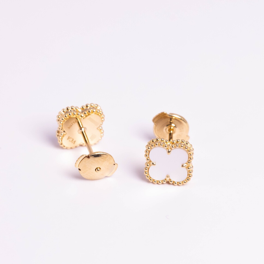 Van Cleef & Arpels Sweet Alhambra Earrings Mother-Of-Pearl 18K Yellow Gold