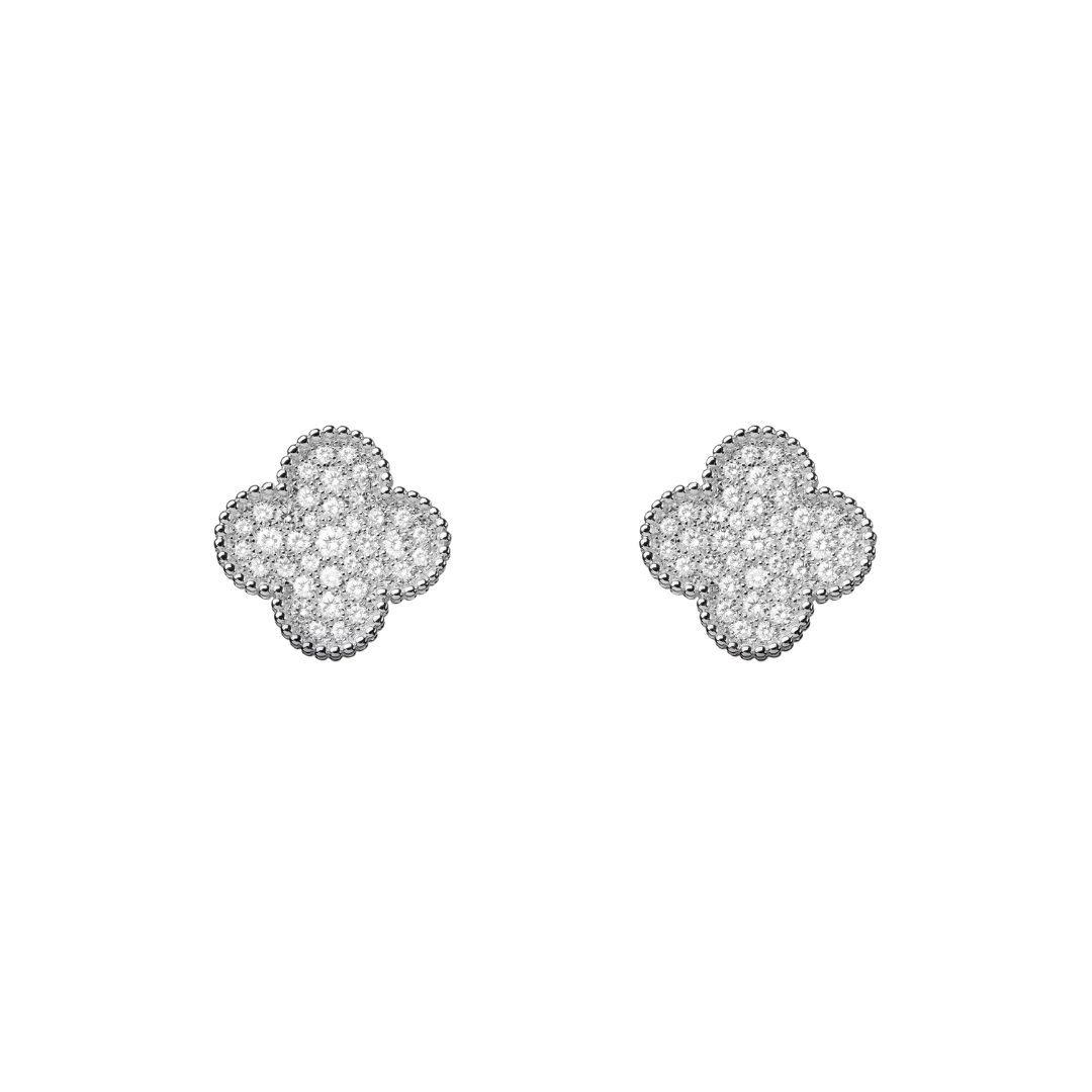 Van Cleef & Arpels Magic Alhambra Earrings Diamonds 18K White Gold