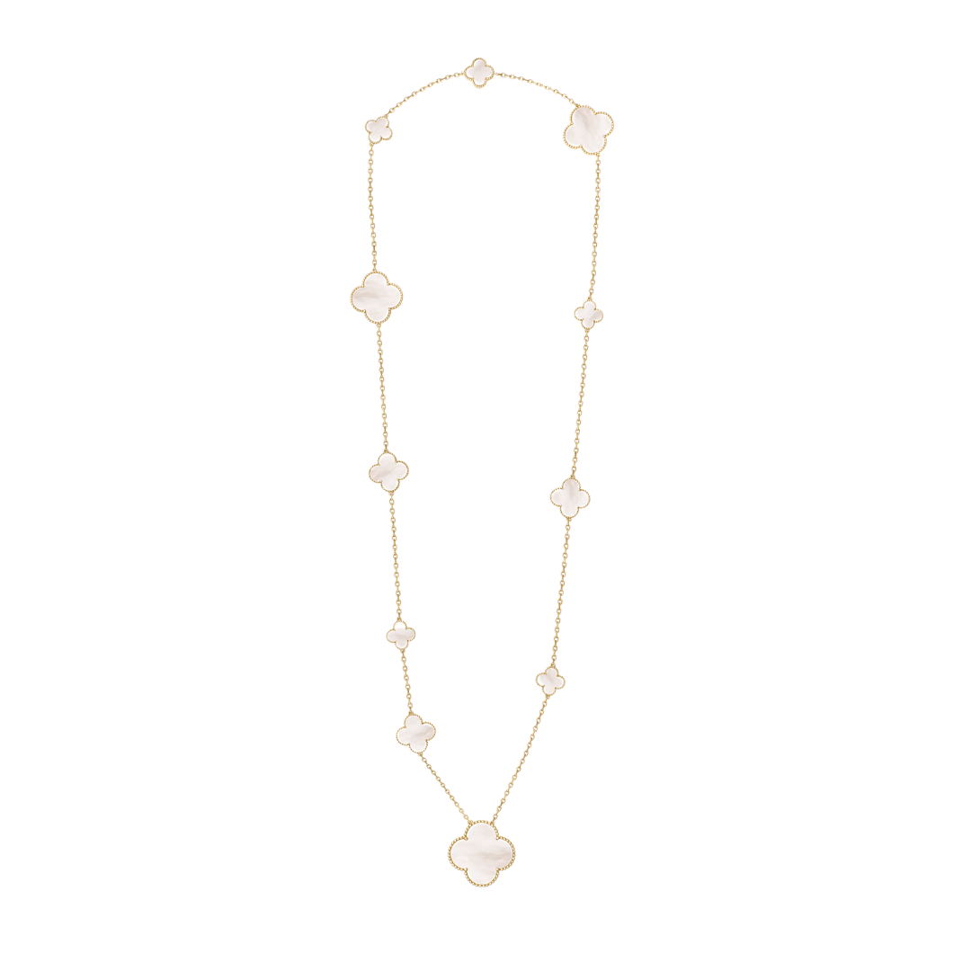 Van Cleef & Arpels Magic Alhambra Long Necklace 11 Motifs Mother-Of-Pearl 18K Yellow Gold