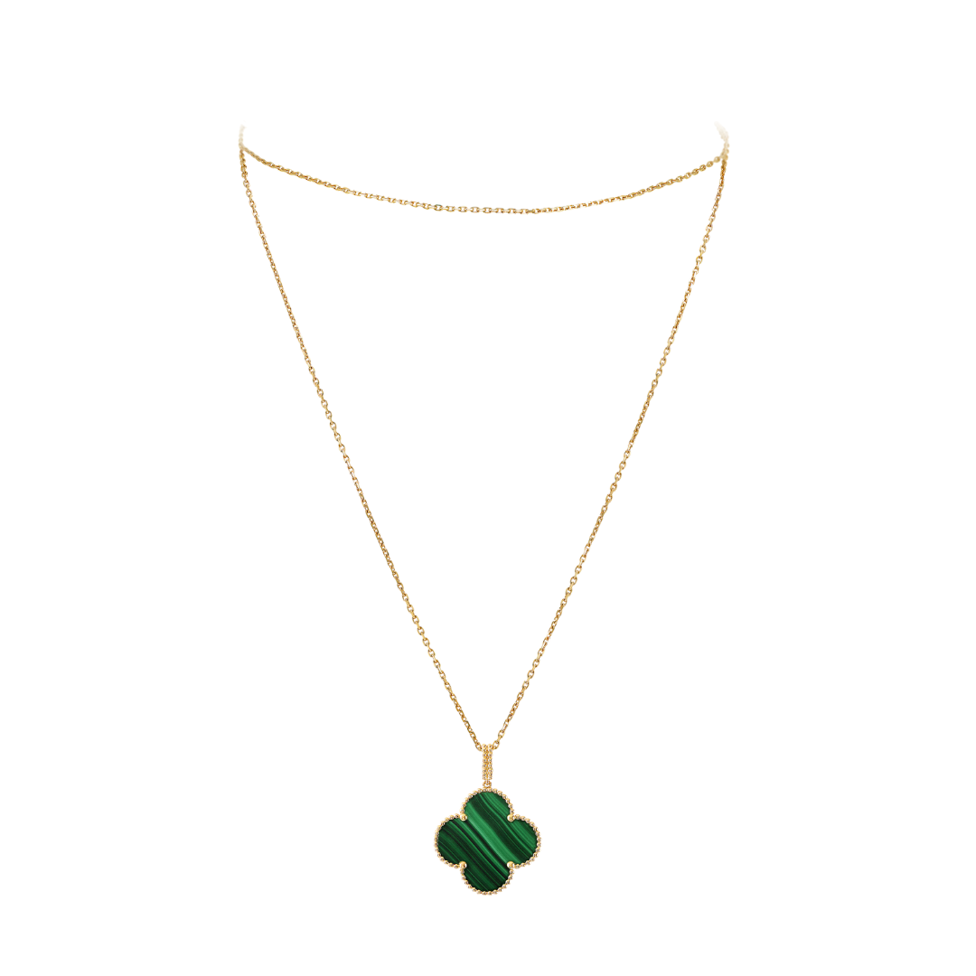 Van Cleef & Arpels Magic Alhambra Long Necklace 1 Motif Malachite 18K Yellow Gold
