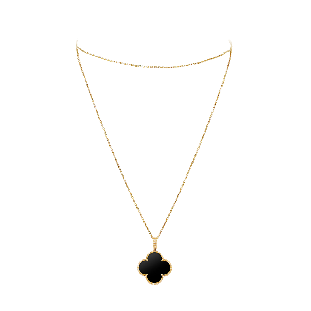 Van Cleef & Arpels Magic Alhambra Long Necklace 1 Motif Onyx 18K Yellow Gold