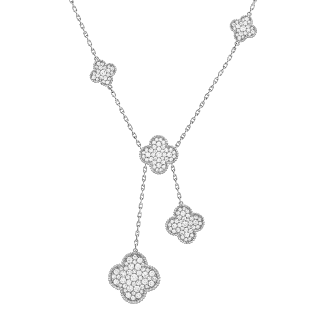 Van Cleef & Arpels Magic Alhambra Necklace 6 Motifs Full Diamonds 18K White Gold