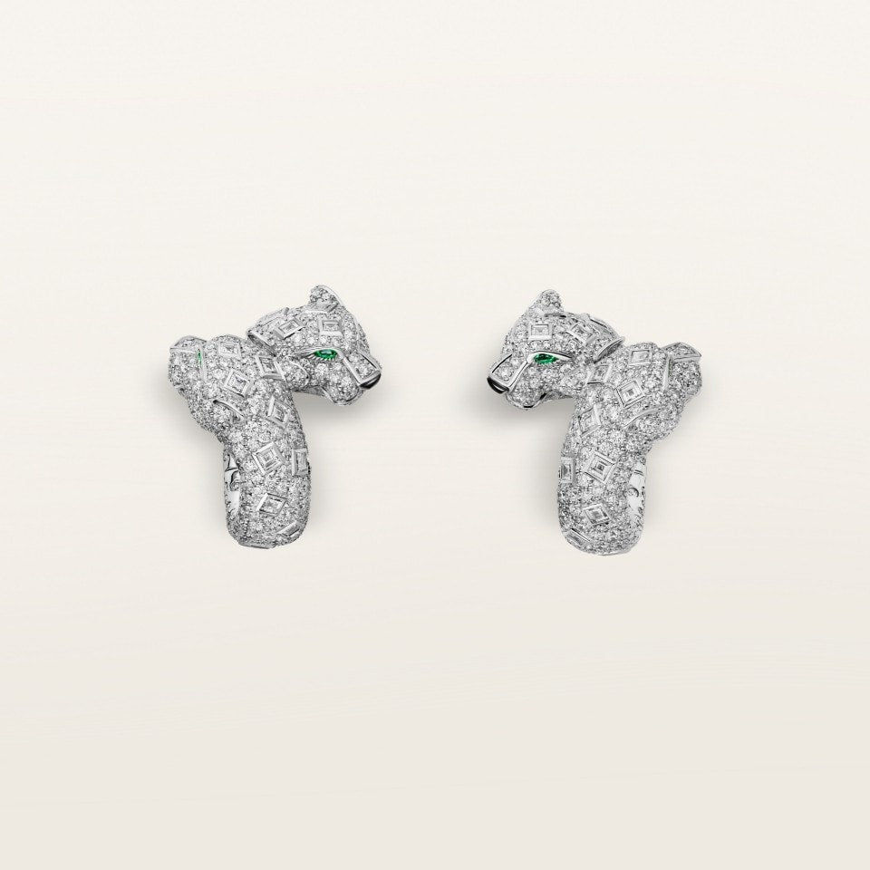 Cartier Panthère de Cartier Earrings White Gold Emeralds Onyx Diamonds