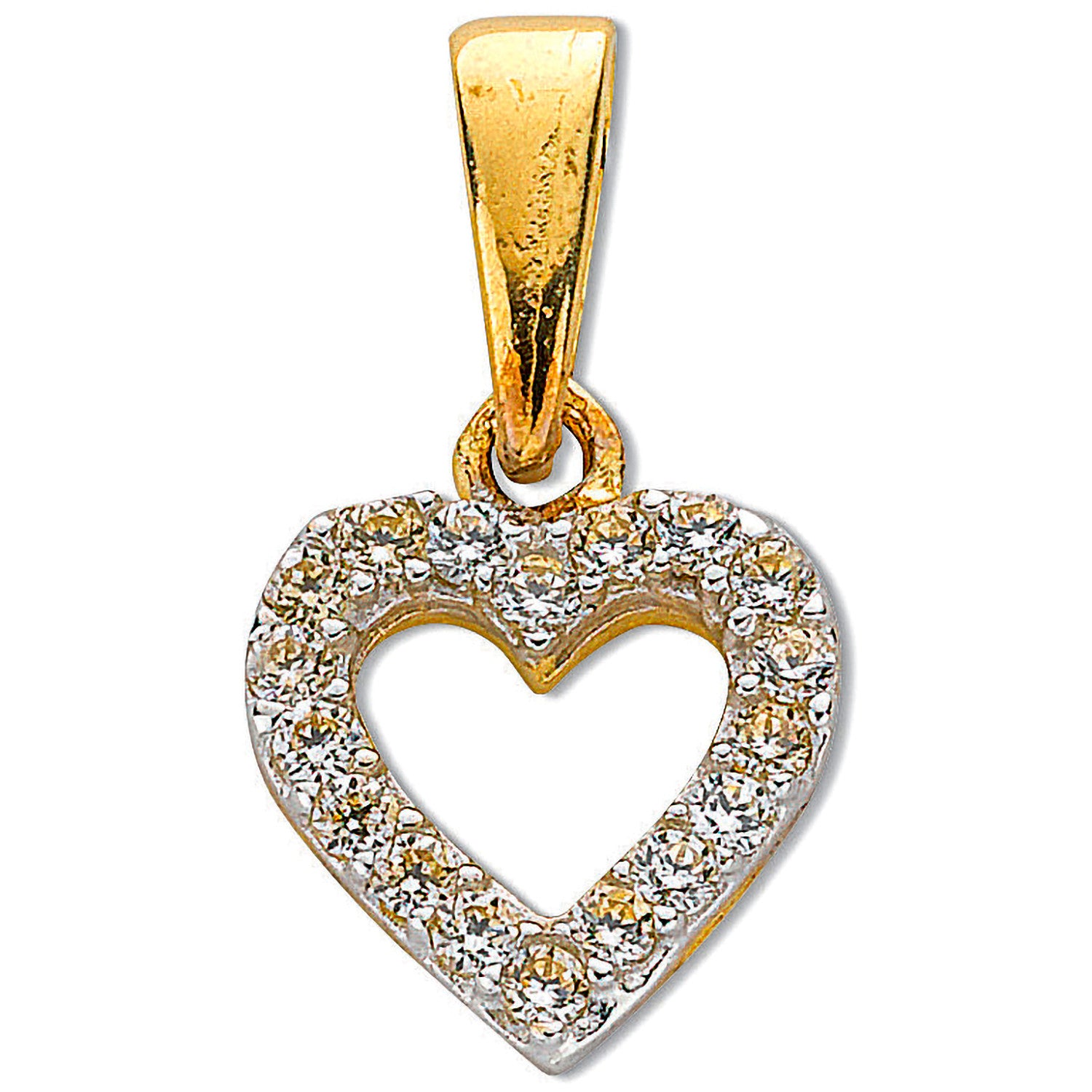Yellow Gold Cubic Zirconia Heart Pendant - 9ct Gold