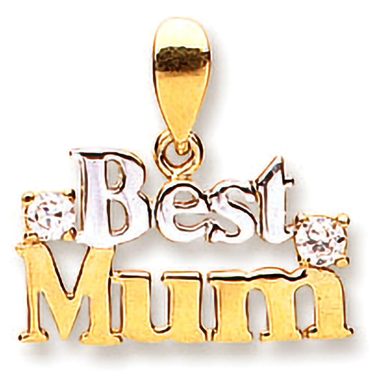 Yellow & White Gold Best Mum Pendant - 9ct Gold