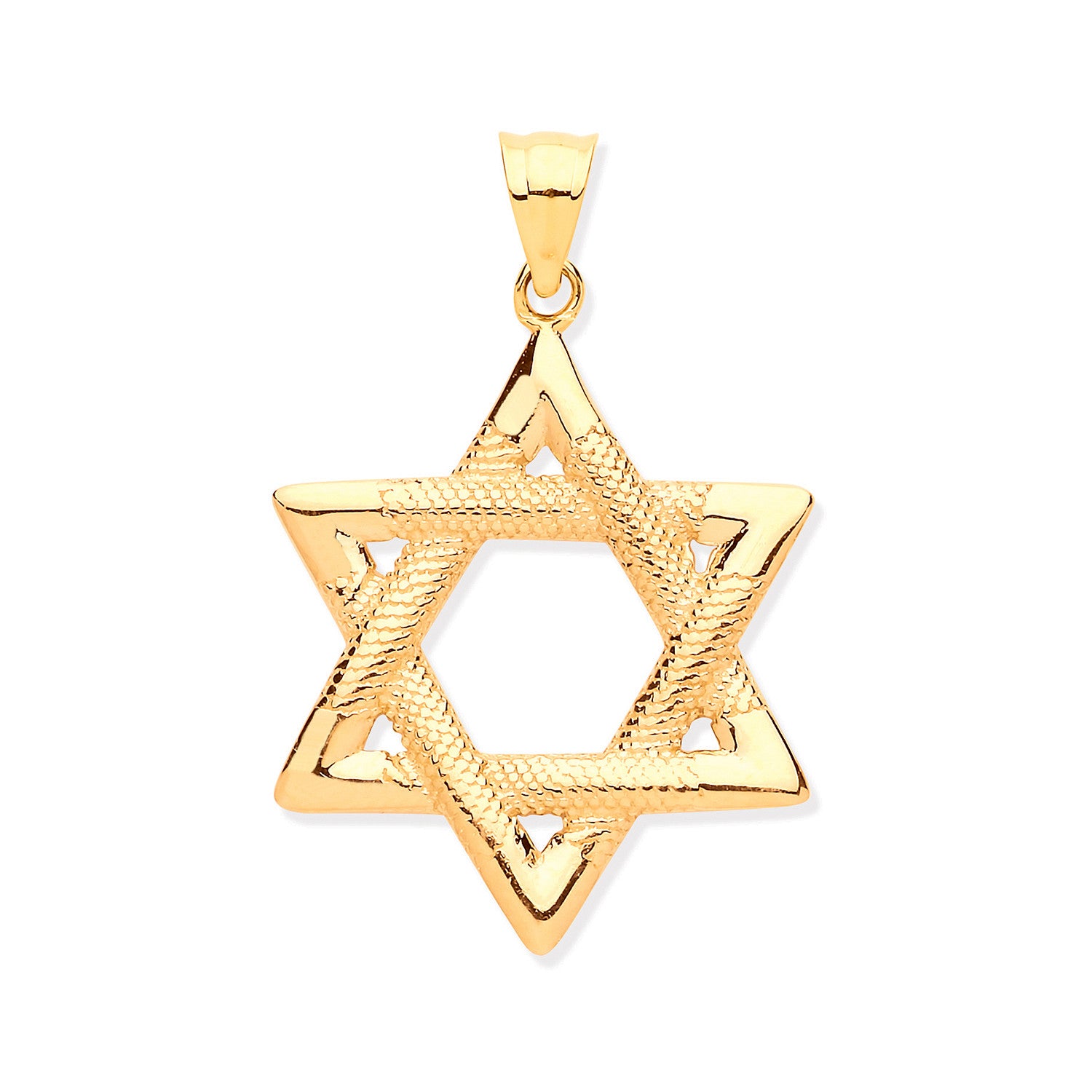 Yellow Gold Star of David Large Pendant - 9ct Gold