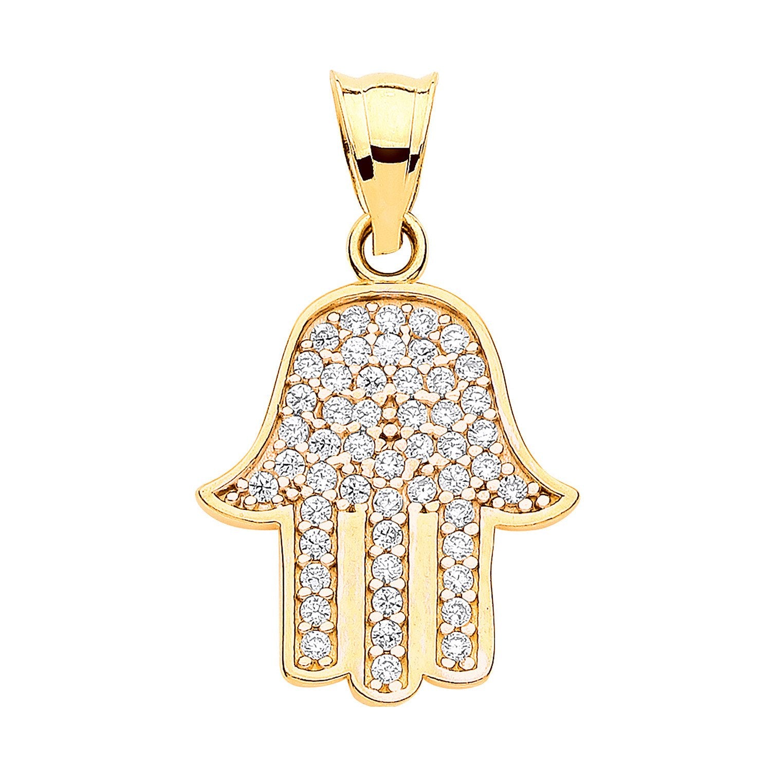 Y/G Cz Hamsa Pendant