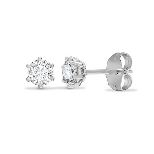 Platinum 950 0.75ct Diamond Natural Solitaire 6 Claw Stud Earrings