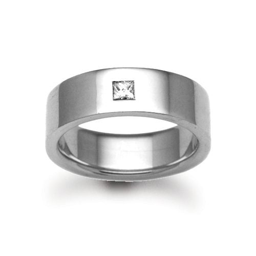 Platinum Natural Diamond 4pts Rubover set Wedding Ring