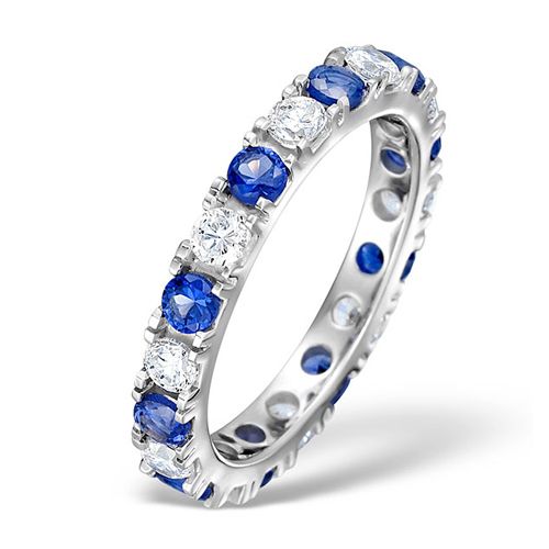 PTFE002S-200-GVS | Platinum Claw Set Full Eternity Ring Natural Diamond 1.00ct Sapphire1.70ct G VS